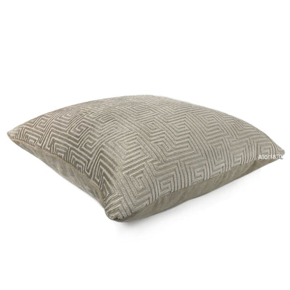 Theo Gray Greek Key Cut Velvet Pillow Cover - Aloriam