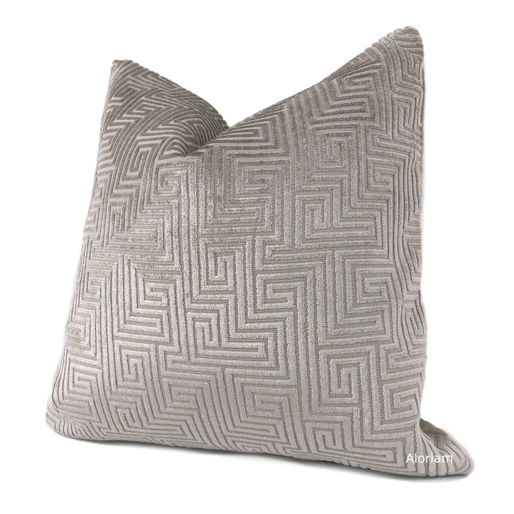 Theo Gray Greek Key Cut Velvet Pillow Cover - Aloriam