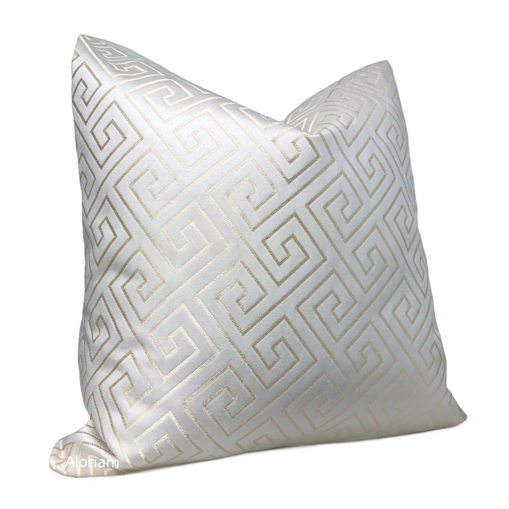 Theseus Cream Gold Greek Key Pillow Cover - Aloriam