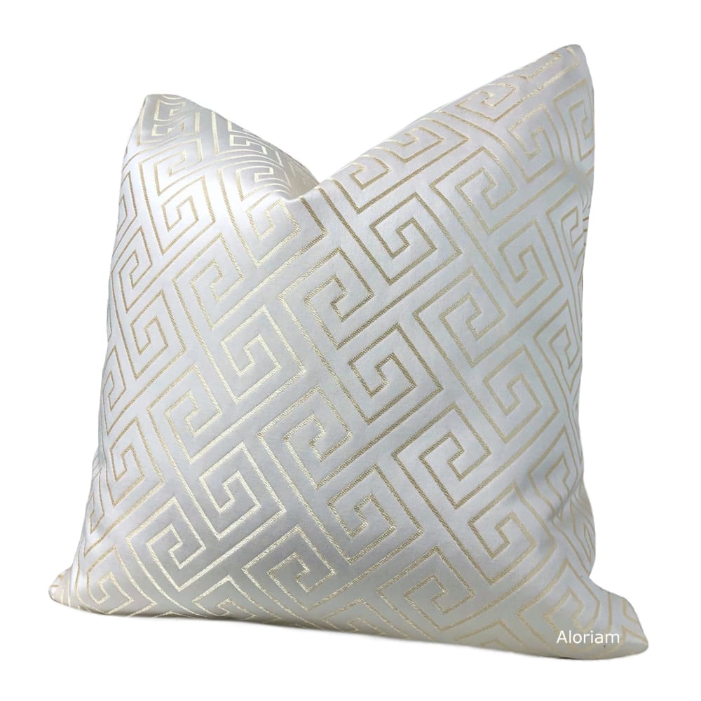 Theseus Cream Gold Greek Key Pillow Cover - Aloriam