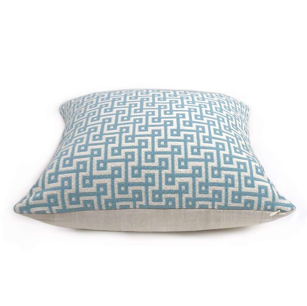 Thibaut Circuit Aqua Blue Cream Geometric Switchback Pillow Cover Cushion Pillow Case Euro Sham 16x16 18x18 20x20 22x22 24x24 26x26 28x28 Lumbar Pillow 12x18 12x20 12x24 14x20 16x26 by Aloriam