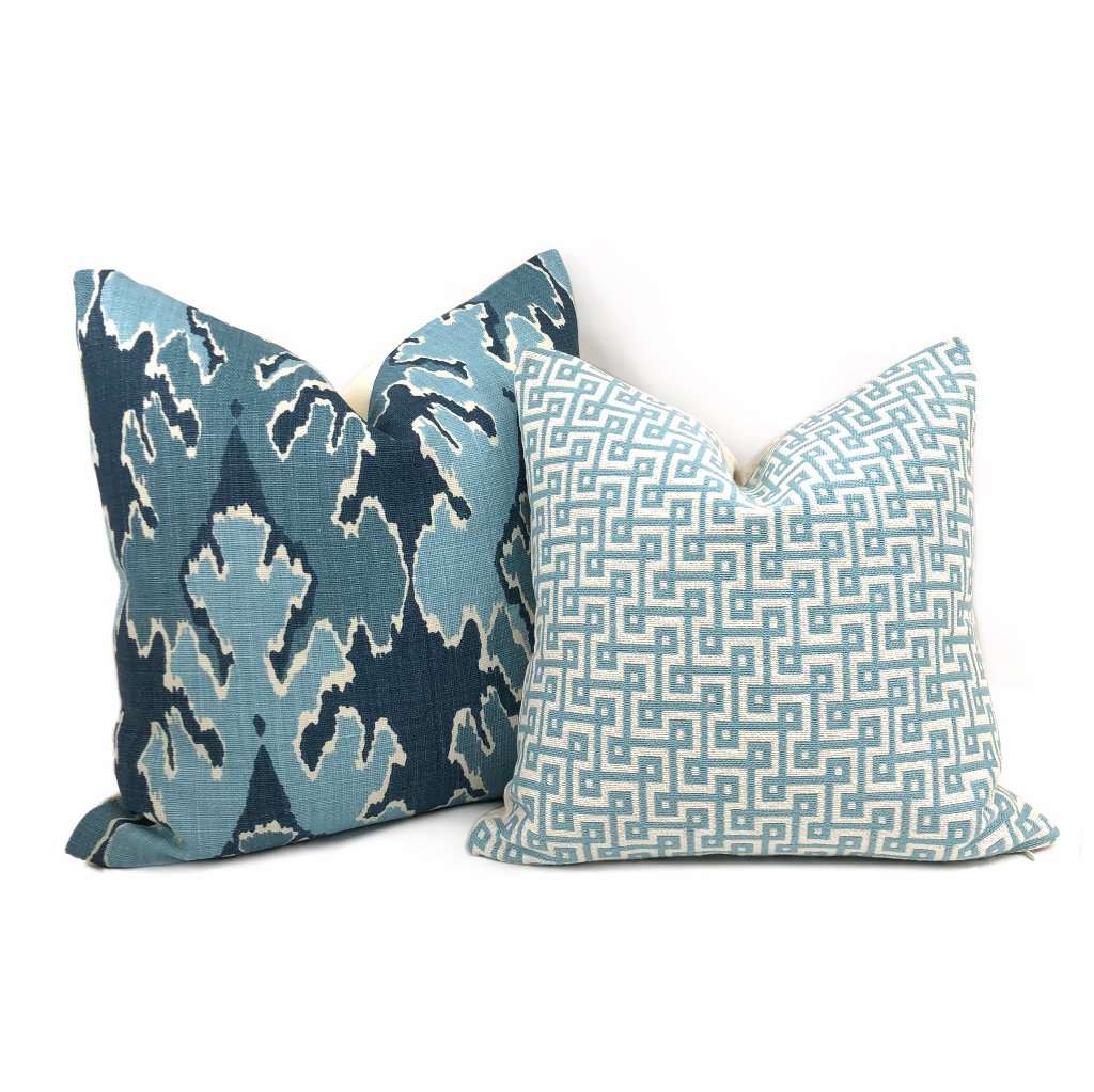 Aloriam Thibaut Circuit Aqua Blue Cream Geometric Switchback Pillow Cover Fits 16x26 Insert 15x25 Cover Last One Pattern On 1 Side