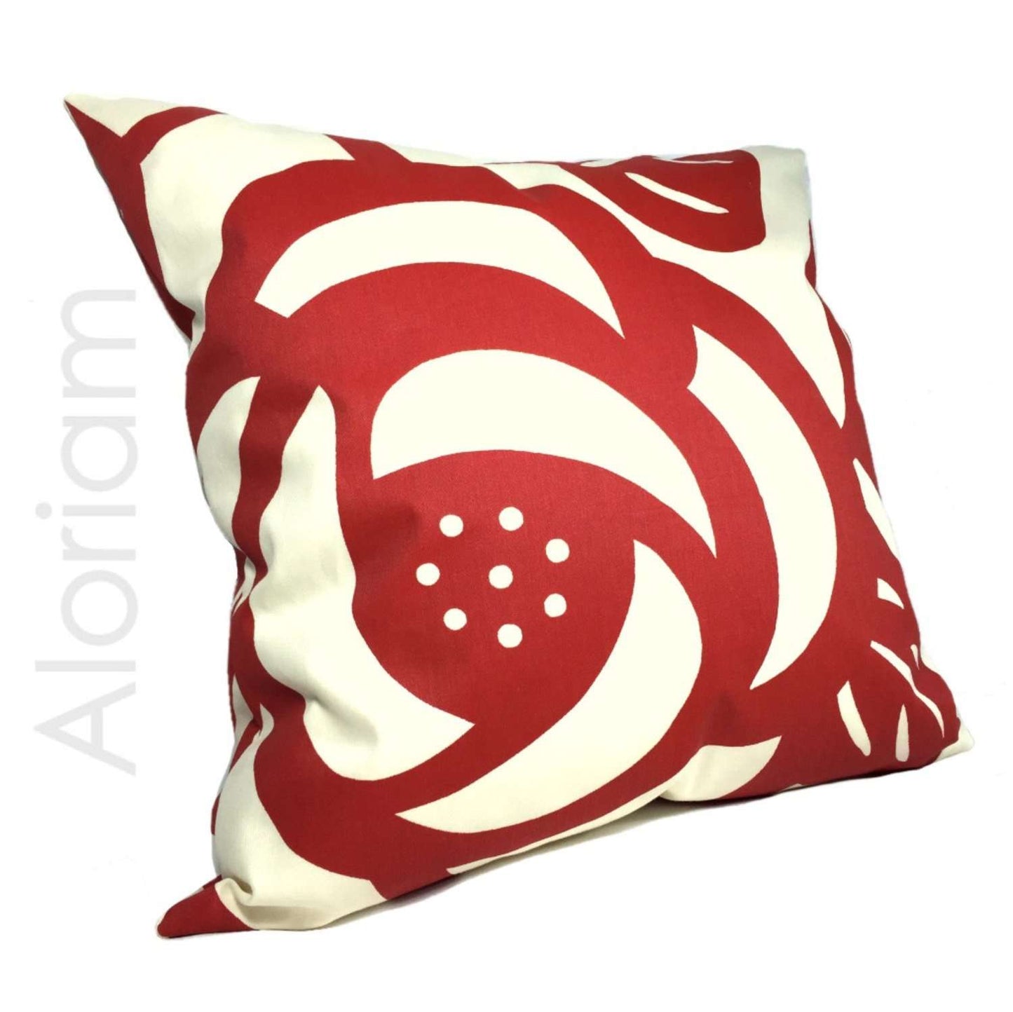 Thomas Paul Deco Rose Modern Floral Flower Print Red Cream Pillow Cushion Cover