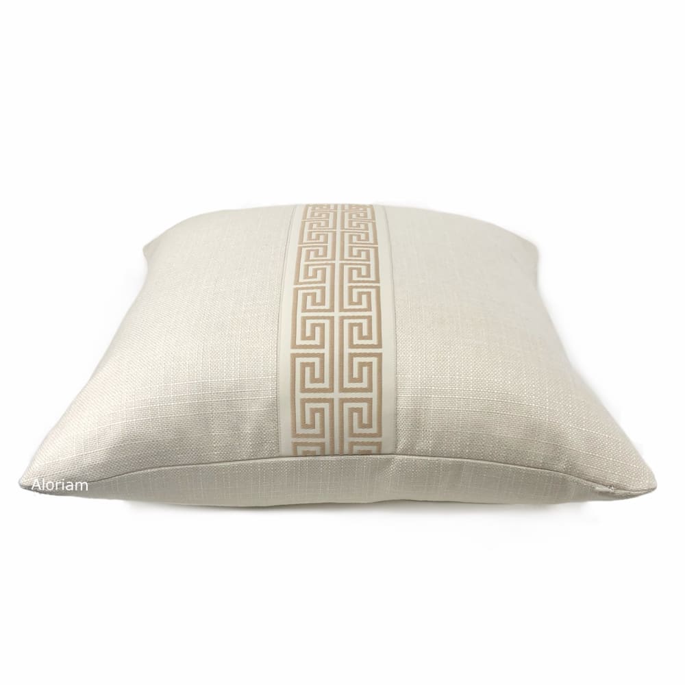 Titan Cream Tan Greek Key Trim Pillow Cover - Aloriam