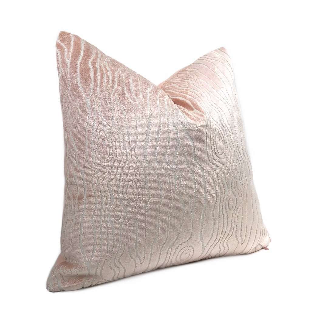 Tobi Fairley Rivers Light Pink Faux Bois Woodgrain Cut Velvet Pillow Cover Cushion Pillow Case Euro Sham 16x16 18x18 20x20 22x22 24x24 26x26 28x28 Lumbar Pillow 12x18 12x20 12x24 14x20 16x26 by Aloriam