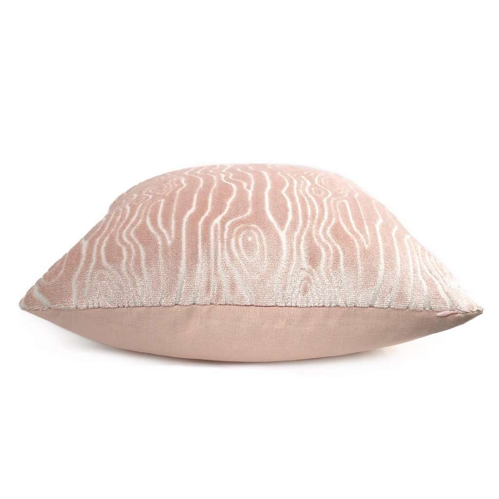 Tobi Fairley Rivers Light Pink Faux Bois Woodgrain Cut Velvet Pillow Cover Cushion Pillow Case Euro Sham 16x16 18x18 20x20 22x22 24x24 26x26 28x28 Lumbar Pillow 12x18 12x20 12x24 14x20 16x26 by Aloriam