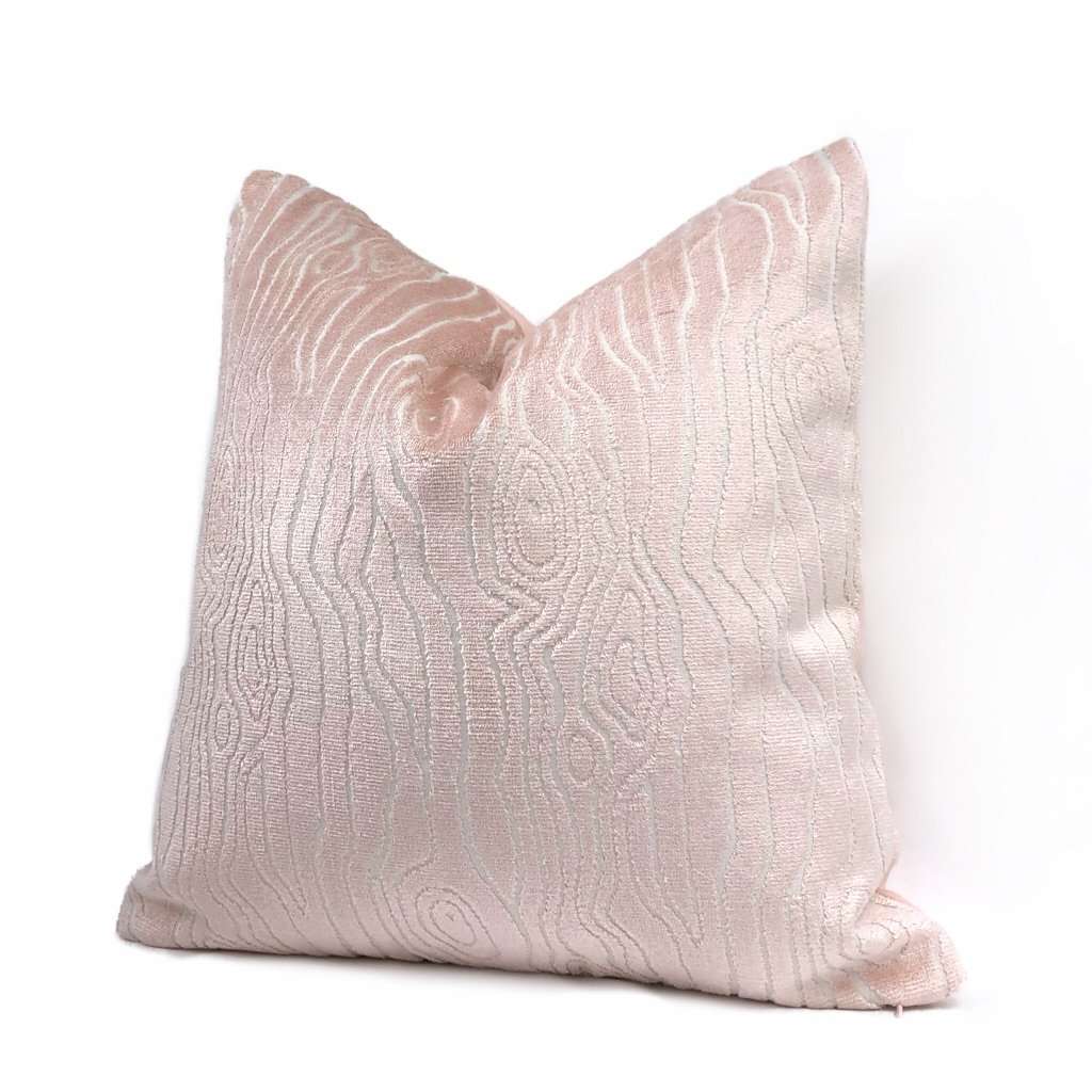 Tobi Fairley Rivers Light Pink Faux Bois Woodgrain Cut Velvet Pillow Cover Cushion Pillow Case Euro Sham 16x16 18x18 20x20 22x22 24x24 26x26 28x28 Lumbar Pillow 12x18 12x20 12x24 14x20 16x26 by Aloriam