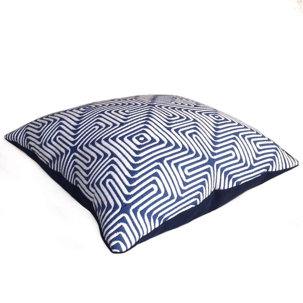 Trina Turk Schumacher Amazing Maze Blue White Geometric Pillow Cushion Cover Cushion Pillow Case Euro Sham 16x16 18x18 20x20 22x22 24x24 26x26 28x28 Lumbar Pillow 12x18 12x20 12x24 14x20 16x26 by Aloriam