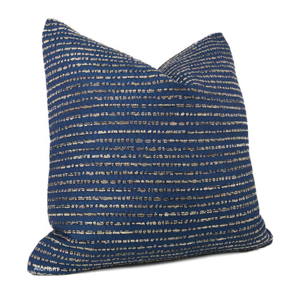 Tybee Ocean Blue Beige Brown Textured Stripes Pillow Cover - Aloriam