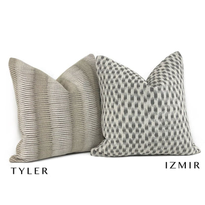 Tyler Taupe Serrated Stripe Chenille Pillow Cover - Aloriam