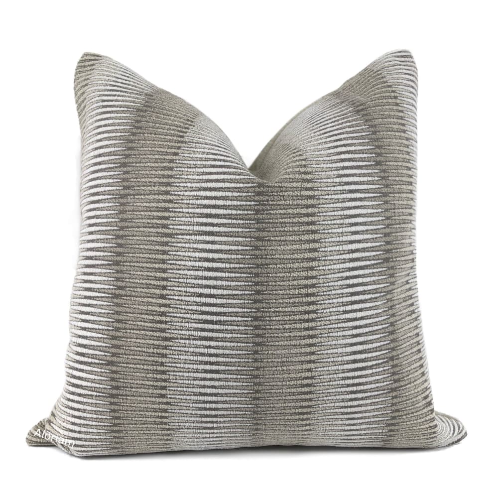 Tyler Taupe Serrated Stripe Chenille Pillow Cover - Aloriam