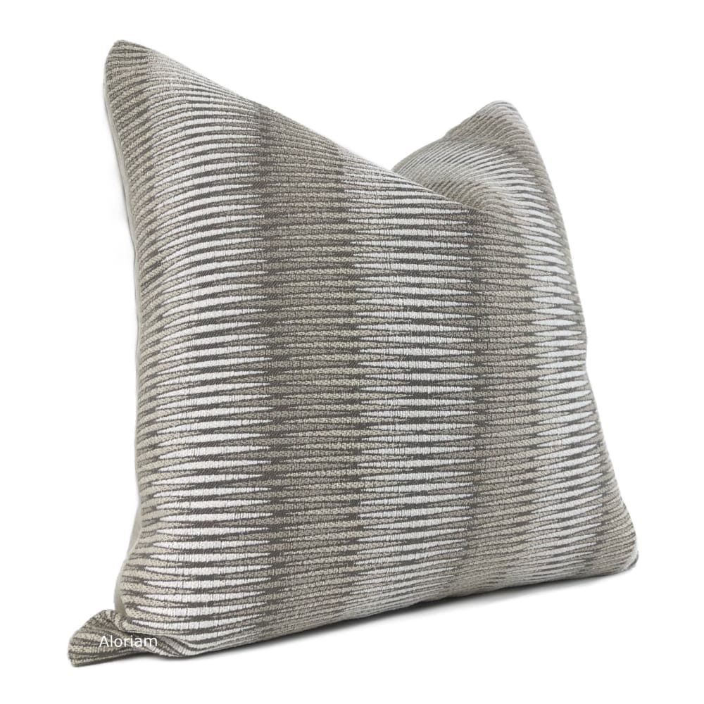 Tyler Taupe Serrated Stripe Chenille Pillow Cover - Aloriam