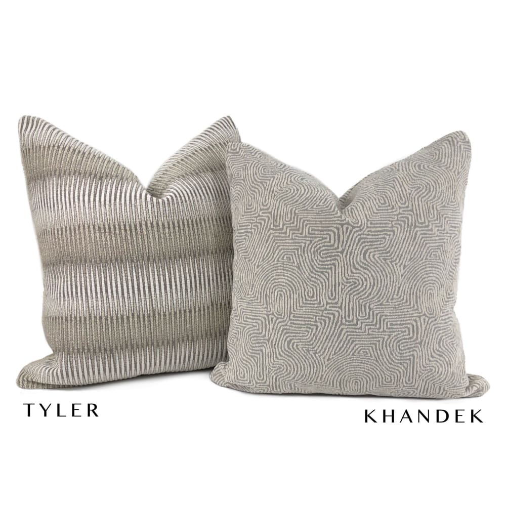 Tyler Taupe Serrated Stripe Chenille Pillow Cover - Aloriam