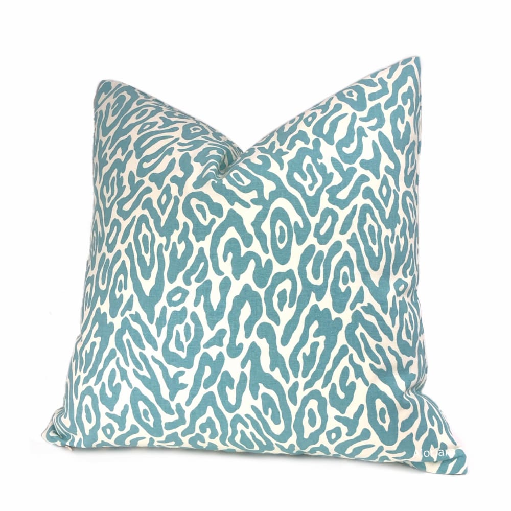 Tyrah Spa Blue Leopard Print Pillow Cover - Aloriam