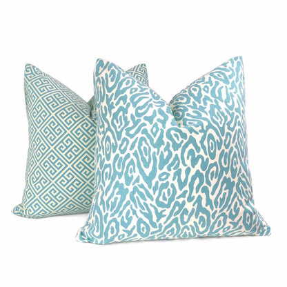 Tyrah Spa Blue Leopard Print Pillow Cover - Aloriam