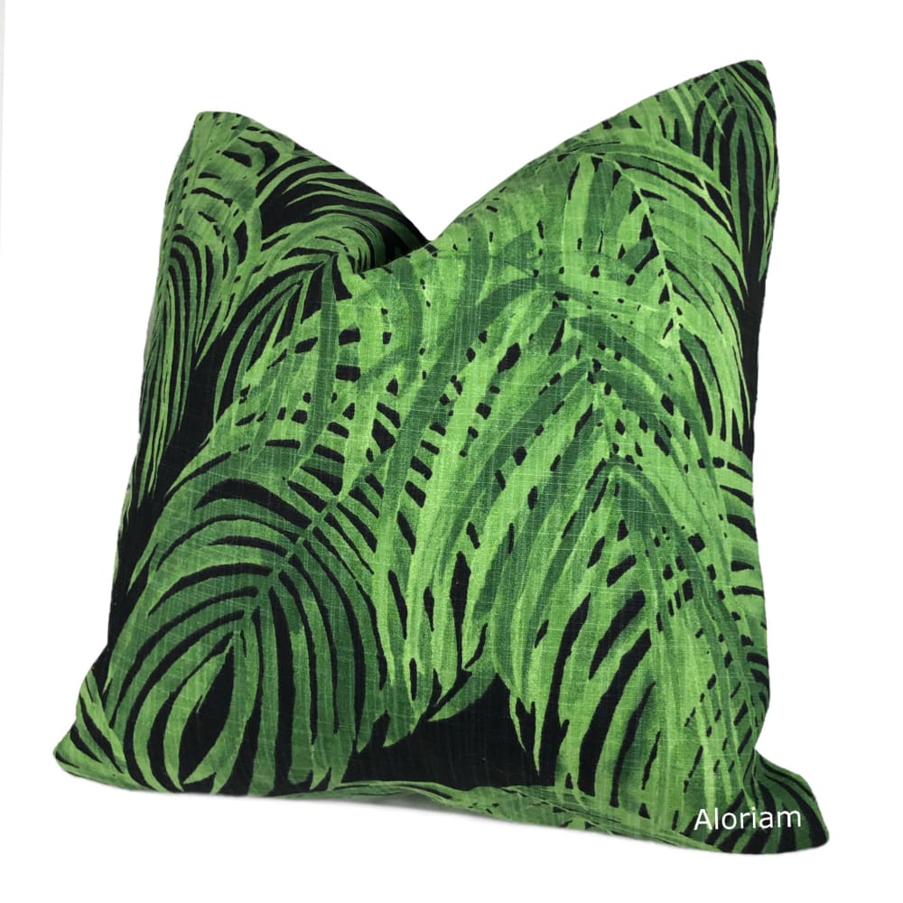 Villa Cayman Green Black Botanical Print Pillow Cover (Lacefield Designs Fabric) - Aloriam