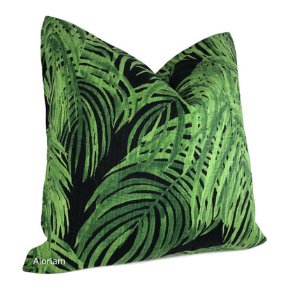 Villa Cayman Green Black Botanical Print Pillow Cover (Lacefield Designs Fabric) - Aloriam