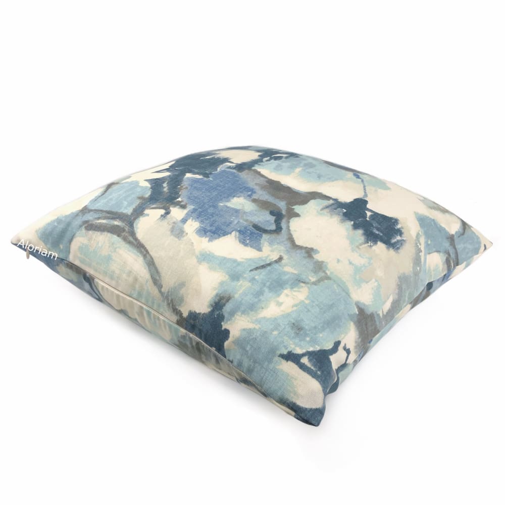 Vivian Blue Cream Modern Floral Print Pillow Cover - Aloriam