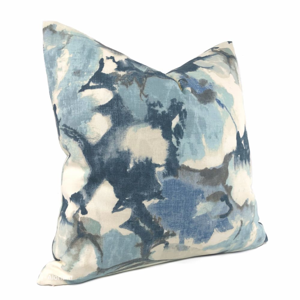 Vivian Blue Cream Modern Floral Print Pillow Cover - Aloriam