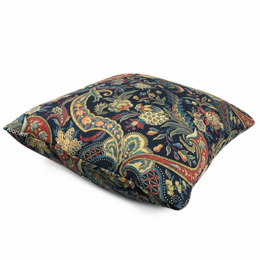 Waverly Rhapsody Jewel Navy Blue Burgundy Jacobean Floral Pillow Cover - Aloriam