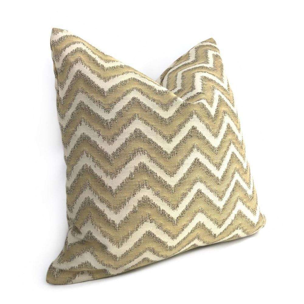 Whitmore Gold & Beige Chevron Stripe Lumbar Pillow 12x18 12x20 12x24 14x20 16x26