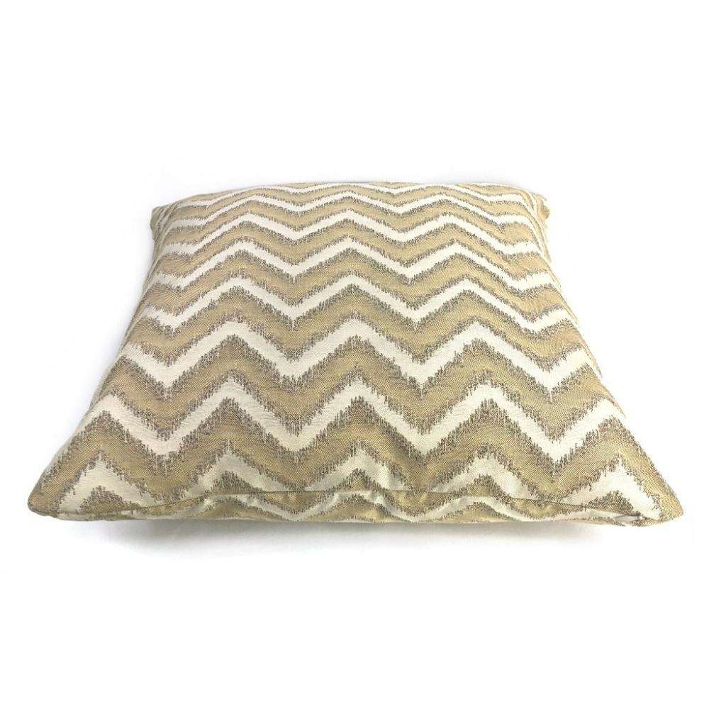 Whitmore Gold & Beige Chevron Stripe Throw Pillow 16x16 18x18 20x20 22x22