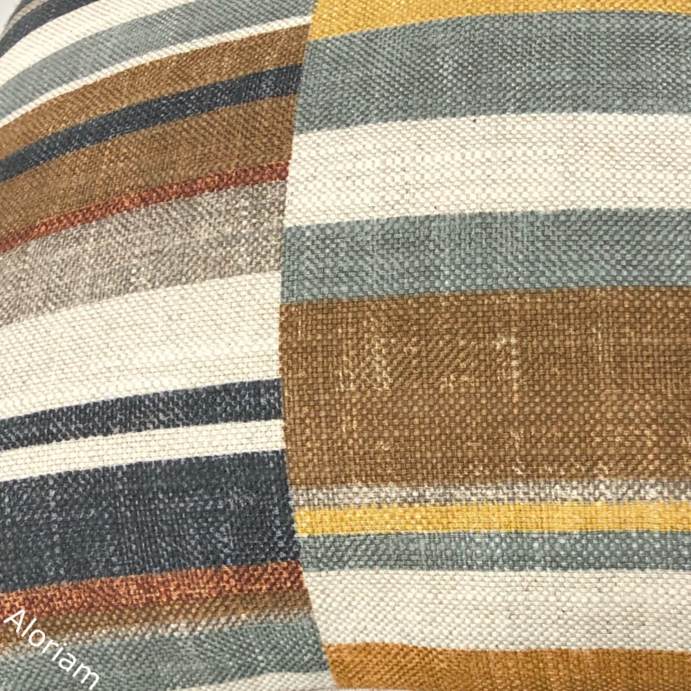 Wyatt Brown Gray Ochre Block Stripe Pillow Cover - Aloriam