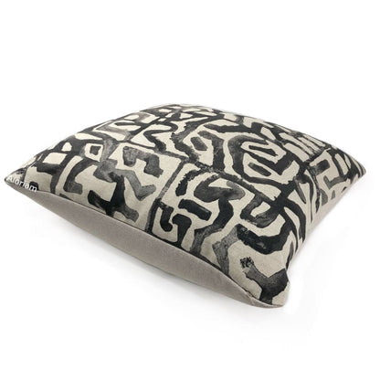 Xerxes Black Beige Abstract Tribal Print Pillow Cover - Aloriam