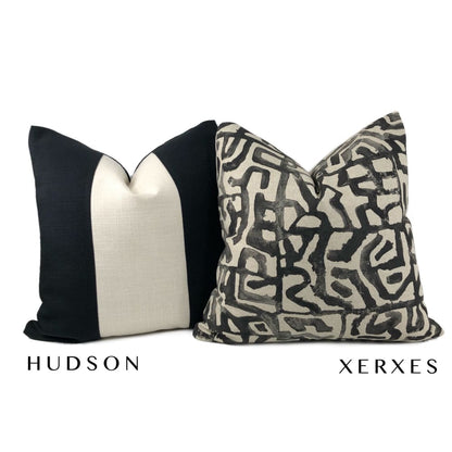 Xerxes Black Beige Abstract Tribal Print Pillow Cover - Aloriam