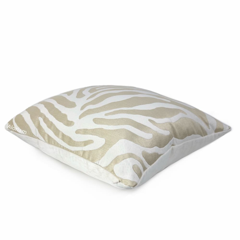 Zahar Champagne Gold & Cream Tiger Stripe Pillow Cover - Aloriam