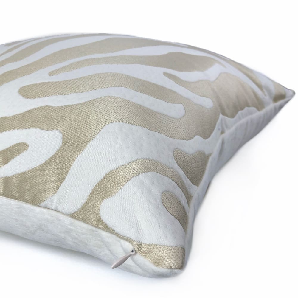 Zahar Champagne Gold & Cream Tiger Stripe Pillow Cover - Aloriam