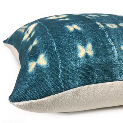 Zaza Batik Blue Teal African Mudcloth Print Pillow Cover - Aloriam