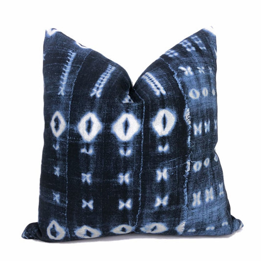 Zaza Navy Blue White African Mudcloth Style Pillow Cover - Aloriam