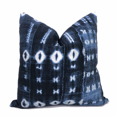 Zaza Navy Blue White African Mudcloth Style Pillow Cover - Aloriam