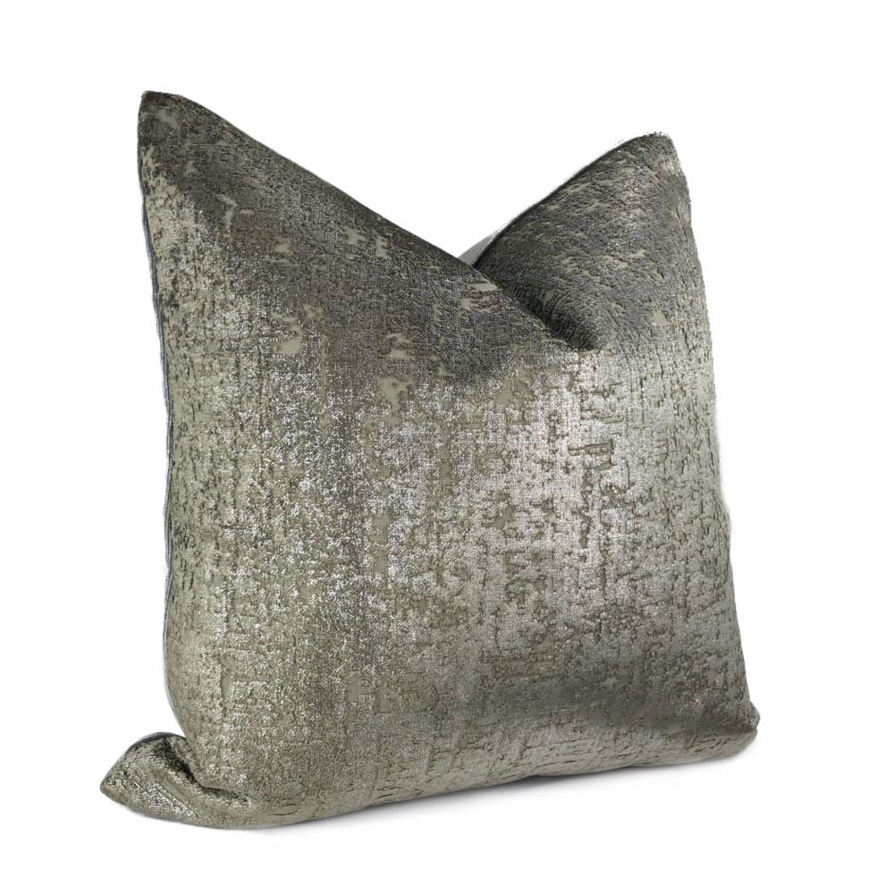 Zazie Luxe Metallic Pewter Gray Velvet Pillow Cover - Aloriam