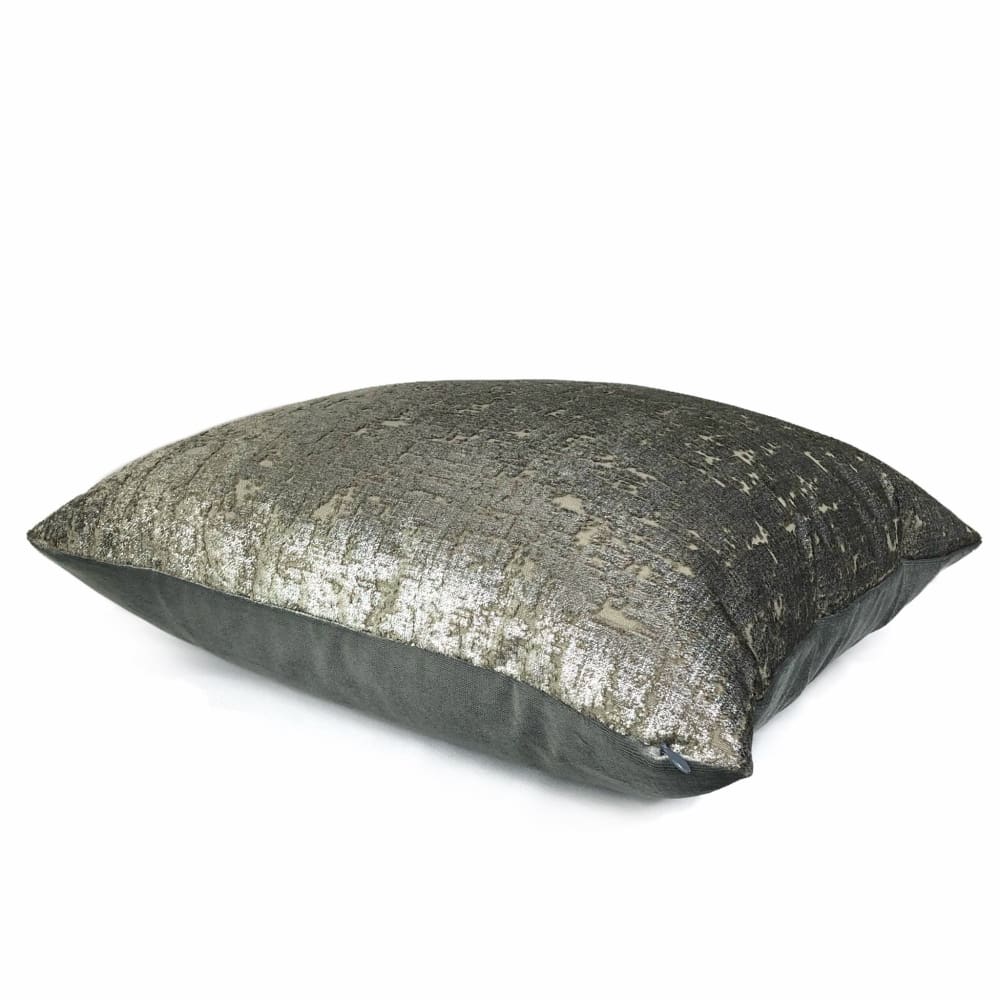 Zazie Luxe Metallic Pewter Gray Velvet Pillow Cover - Aloriam