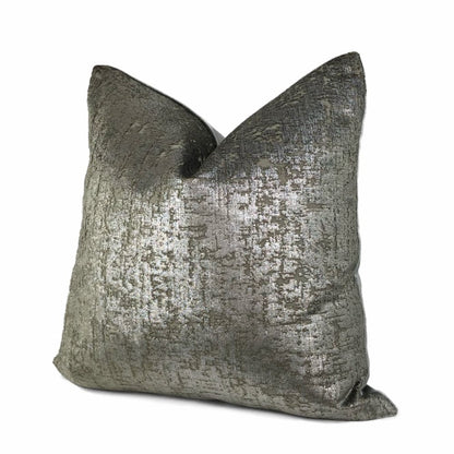 Zazie Luxe Metallic Pewter Gray Velvet Pillow Cover - Aloriam