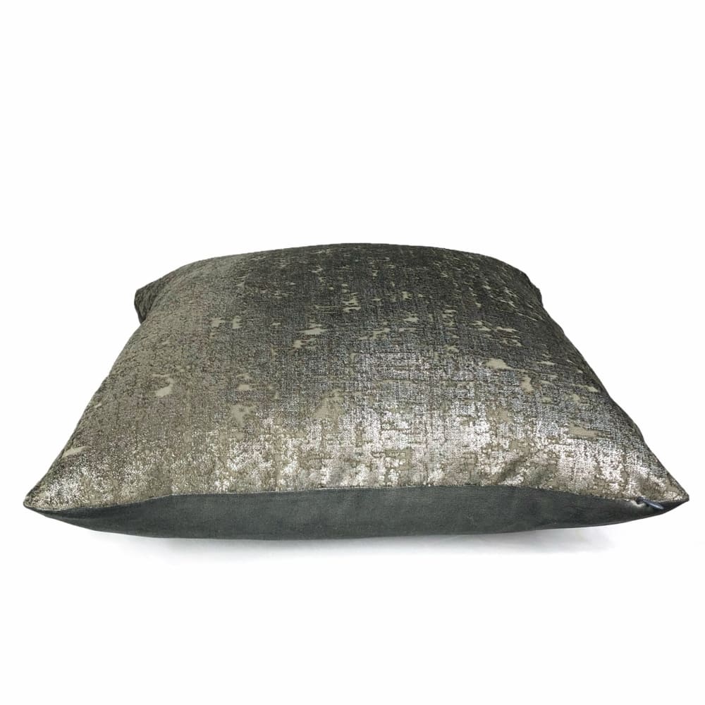 Zazie Luxe Metallic Pewter Gray Velvet Pillow Cover - Aloriam