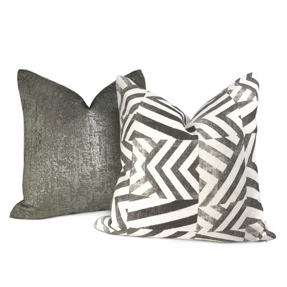 Zazie Luxe Metallic Pewter Gray Velvet Pillow Cover - Aloriam