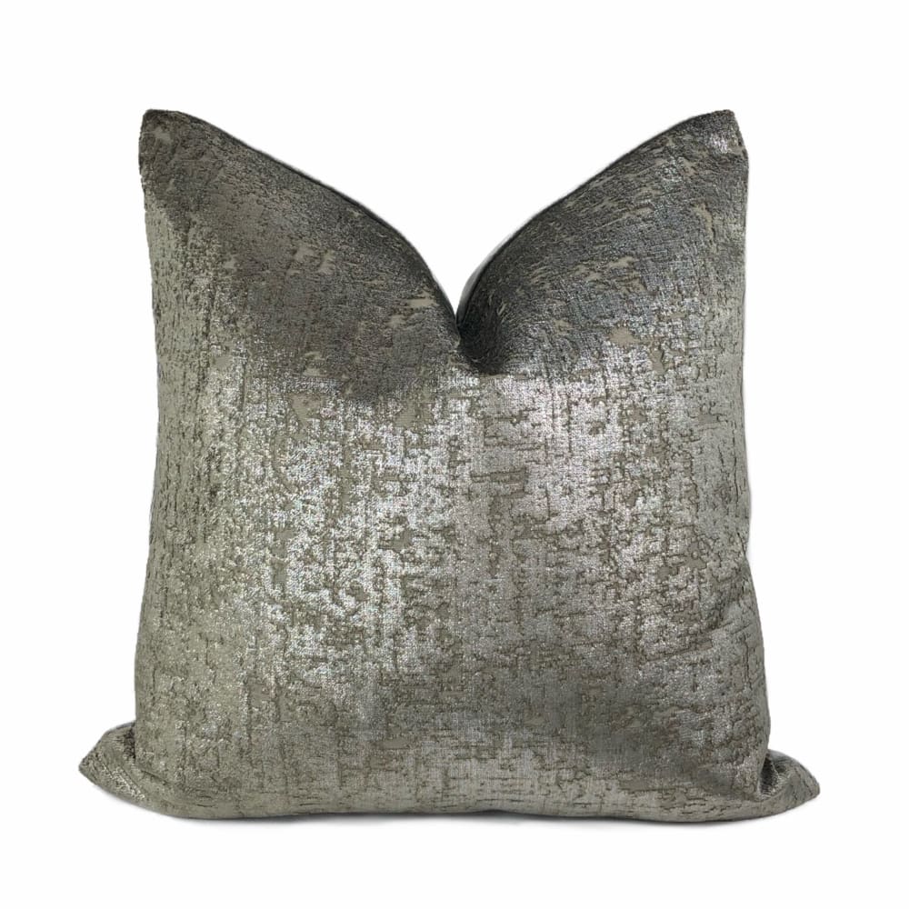 Zazie Luxe Metallic Pewter Gray Velvet Pillow Cover - Aloriam