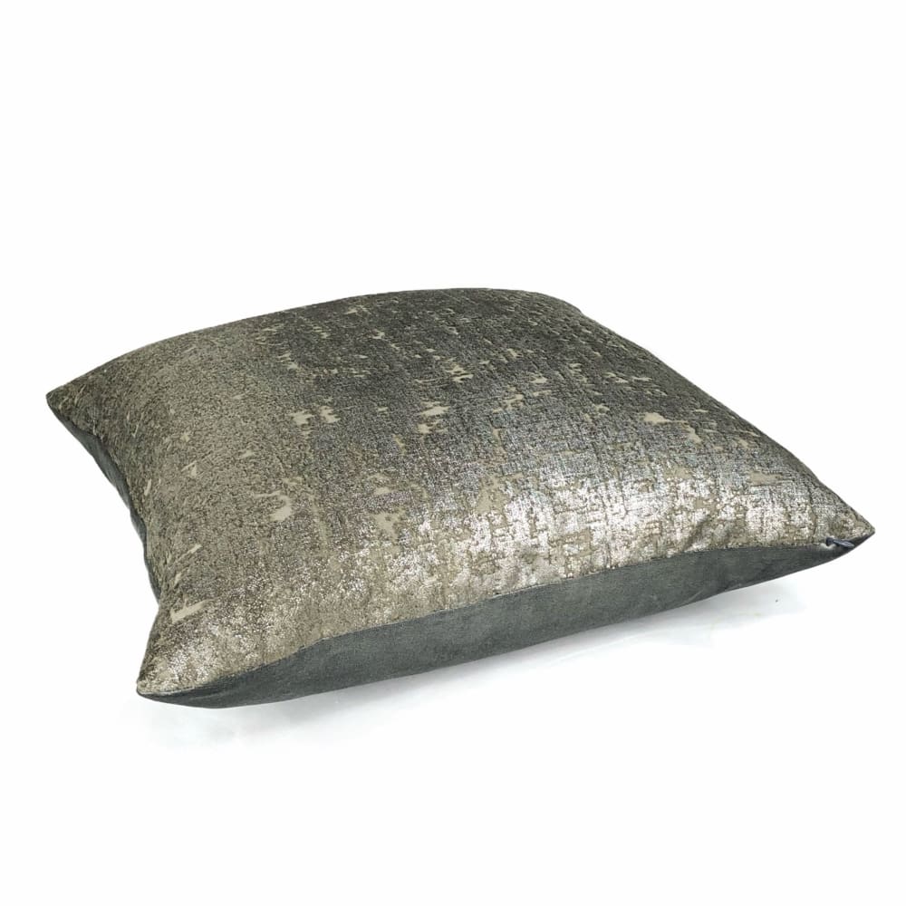 Zazie Luxe Metallic Pewter Gray Velvet Pillow Cover - Aloriam