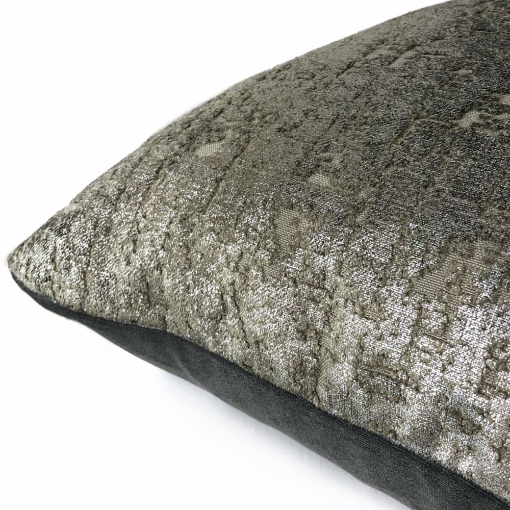 Zazie Luxe Metallic Pewter Gray Velvet Pillow Cover - Aloriam