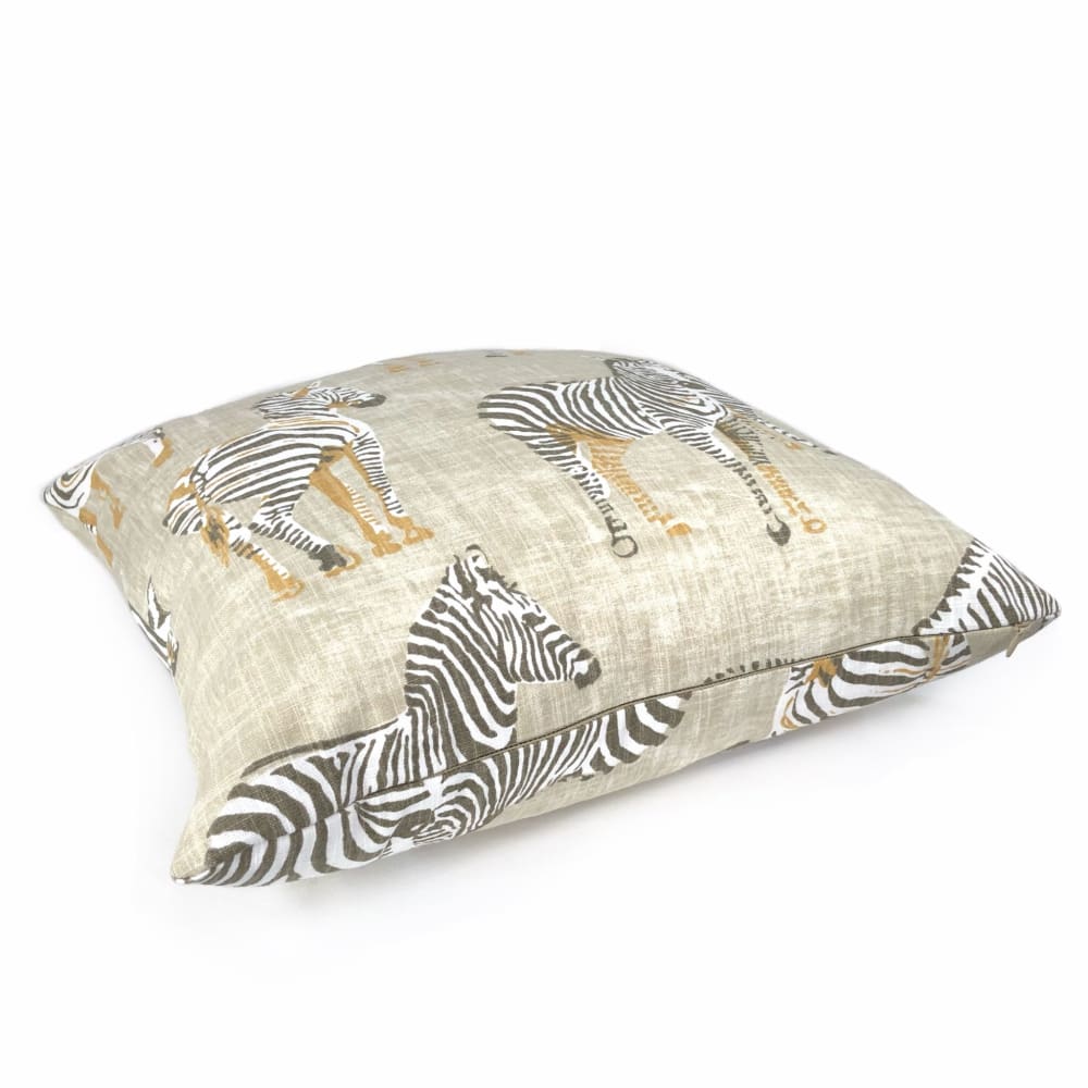 Zebra Herd Beige Animal Safari Print Pillow Cover - Aloriam