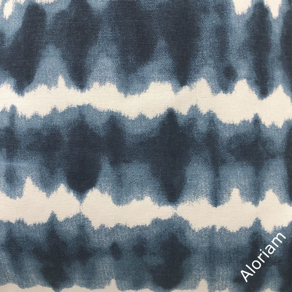 Zeno Navy Blue White Tie Dye Stripes Pillow Cover - Aloriam