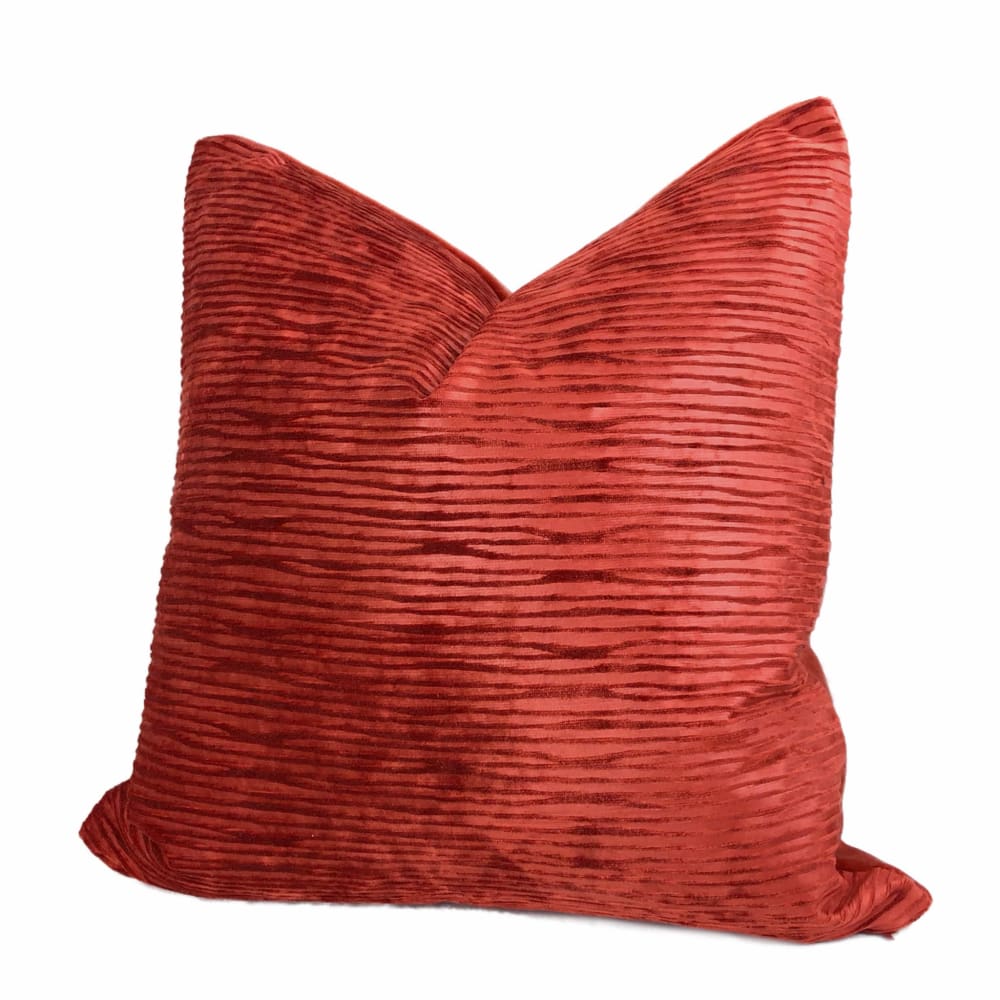 Zhen Chinese Lacquer Red Ridged Velvet Pillow Cover - Aloriam