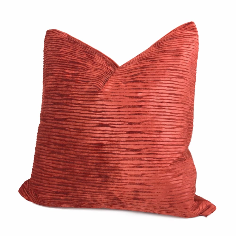 Zhen Chinese Lacquer Red Ridged Velvet Pillow Cover - Aloriam