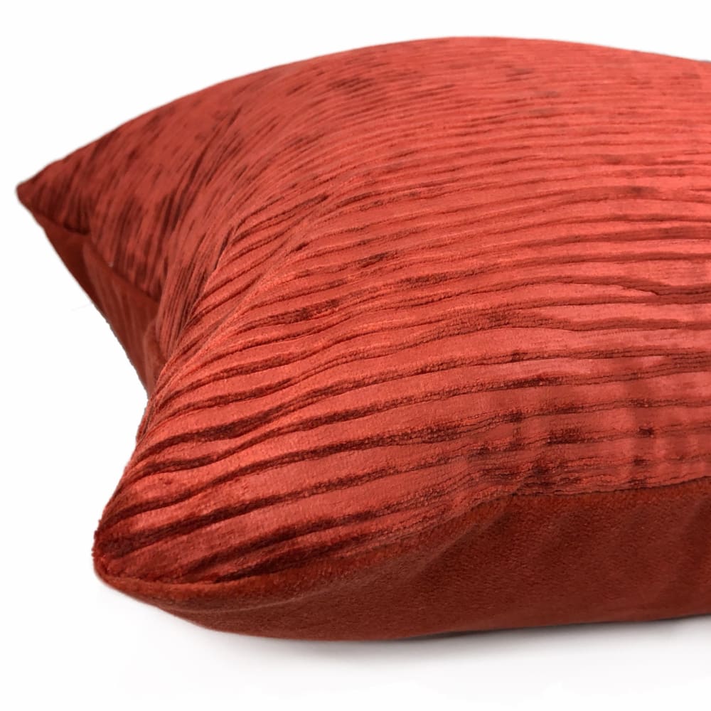 Zhen Chinese Lacquer Red Ridged Velvet Pillow Cover - Aloriam