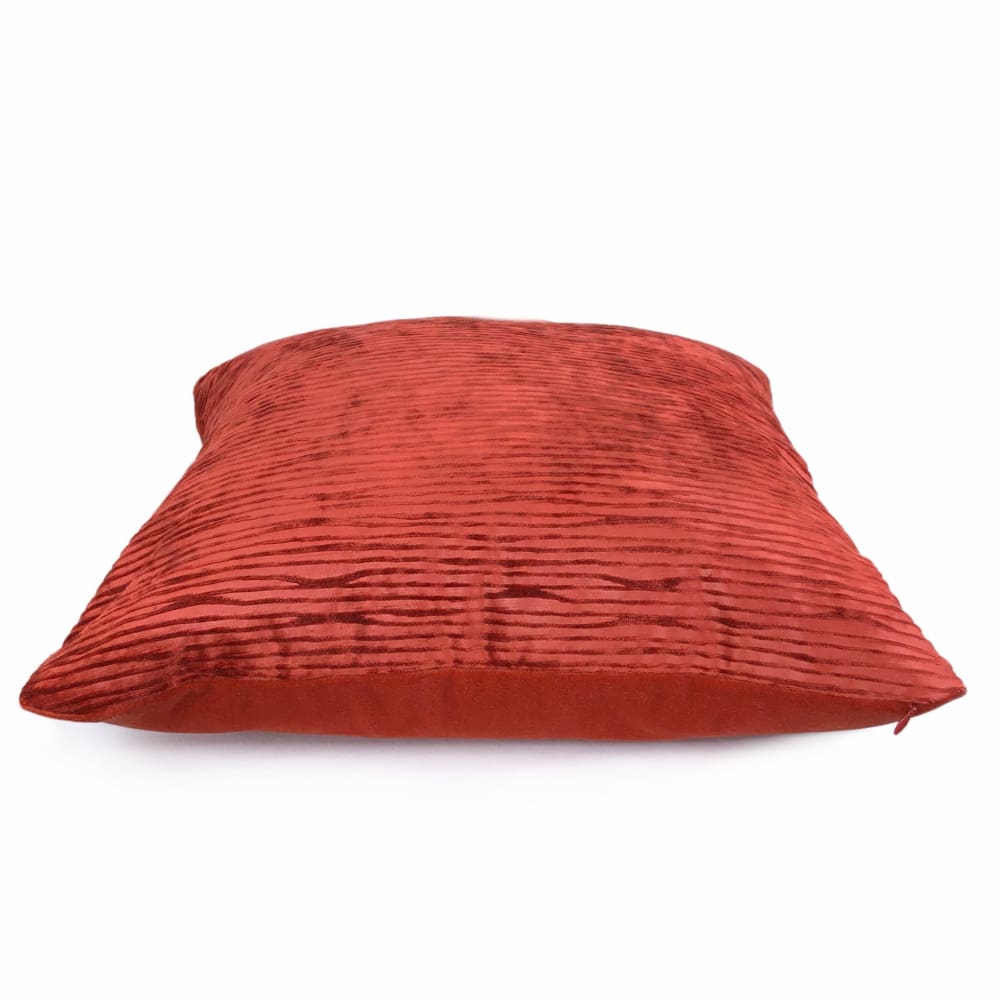 Zhen Chinese Lacquer Red Ridged Velvet Pillow Cover - Aloriam