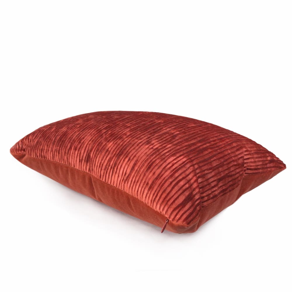 Zhen Chinese Lacquer Red Ridged Velvet Pillow Cover - Aloriam