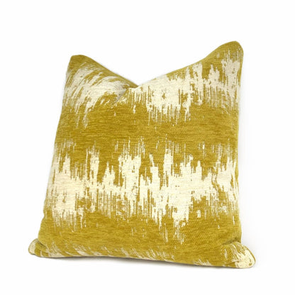 Ziggy Mustard Cream Jagged Stripes Chenille Pillow Cover - Aloriam